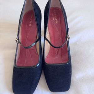Kate Spade Black Suede Heels with Patent Trim